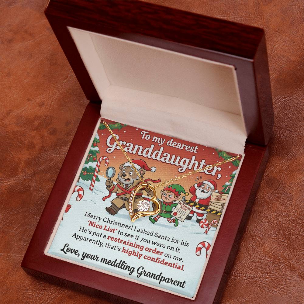 To My Granddaughter Necklace From Grandparent, Funny Christmas Gift, Humorous Holiday Present For Granddaughter - Love Knot Necklace-LKN91321