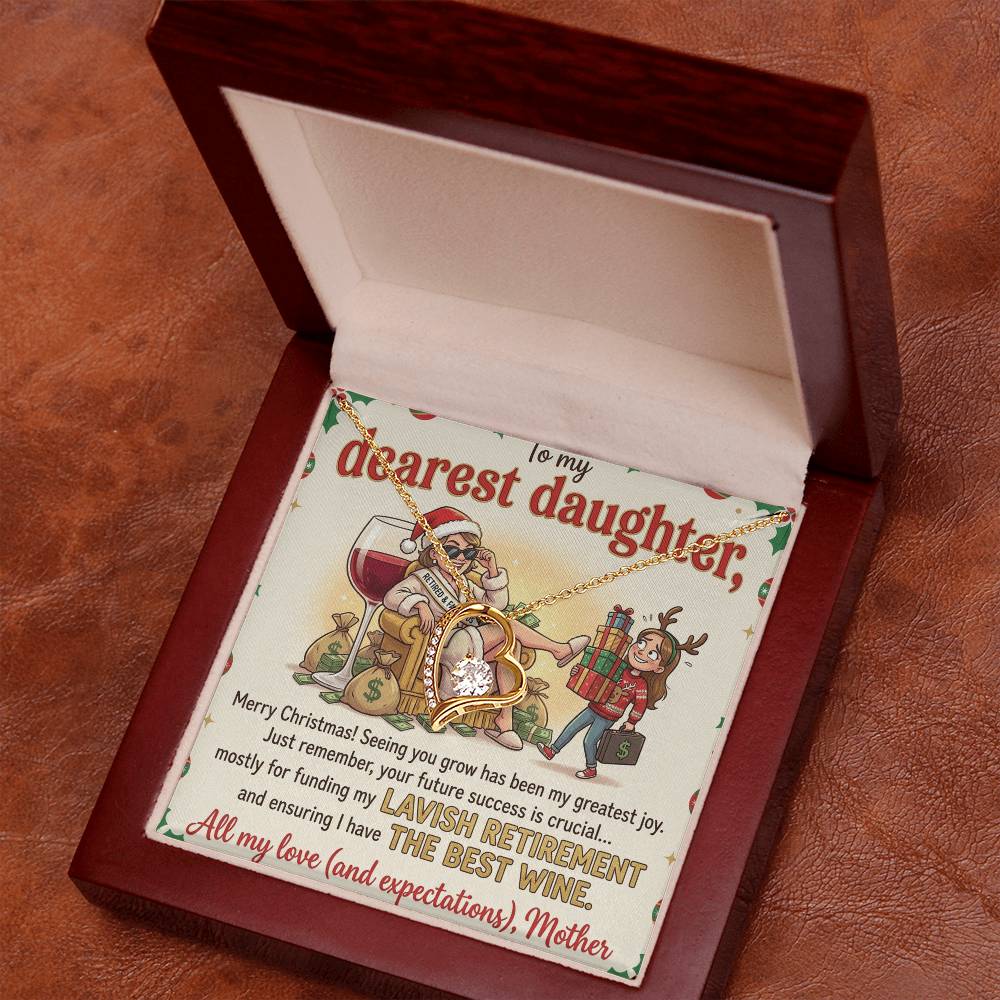 To My Dearest Daughter Necklace From Mother, Funny Christmas Gift, Humorous Xmas Present for Her, Future Success Gift, Love Knot Necklace-LKN56173