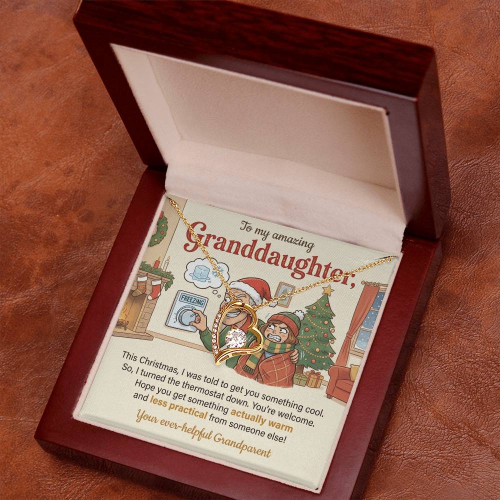 To My Granddaughter Necklace From Grandparent, Funny Christmas Gift, Xmas Present for Granddaughter, Holiday Gift Idea - Love Knot Necklace-LKN60839