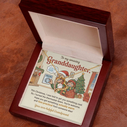 To My Granddaughter Necklace From Grandparent, Funny Christmas Gift, Xmas Present for Granddaughter, Holiday Gift Idea - Love Knot Necklace-LKN60839