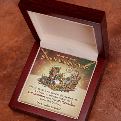 To My Wife Necklace From Husband, Funny Christmas Gift For Her, Miracle-Working Wife, Holiday Gift, Love Knot Necklace-LKN55827