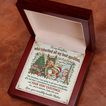 To My Daughter Necklace From Mother, Funny Christmas Gift, Gift For Daughter From Mom - Love Knot Necklace-LKN29867