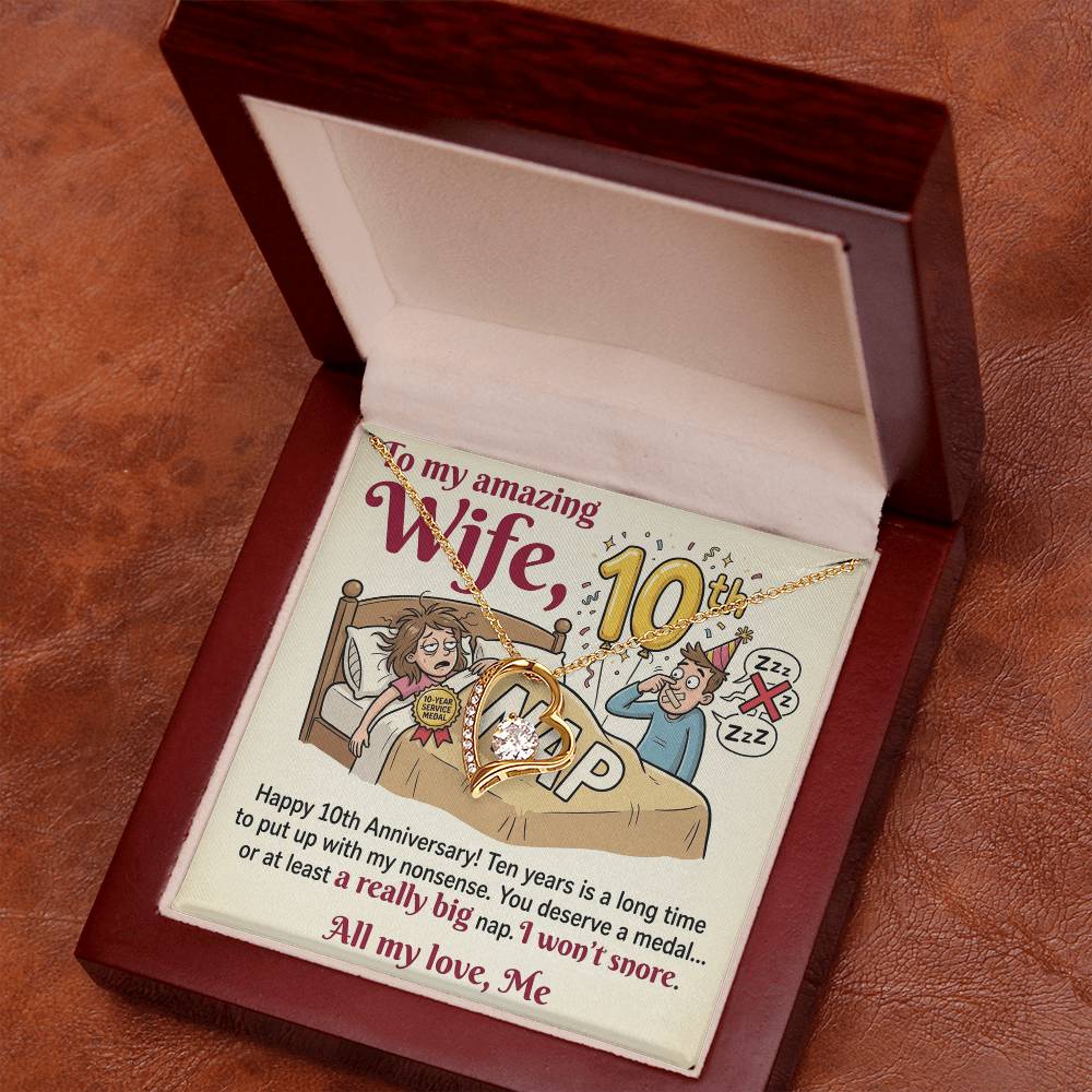 To My Wife Necklace From Husband, Funny 10th Anniversary Gift For Wife - Love Knot Necklace-LKN27220