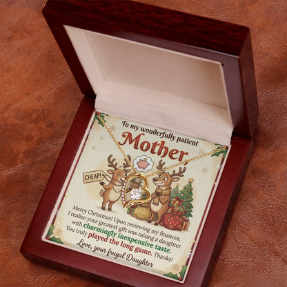 To My Mother Necklace From Daughter, Funny Christmas Gift, Mom Gift for Christmas, Merry Christmas Mom - Love Knot Necklace-LKN61313