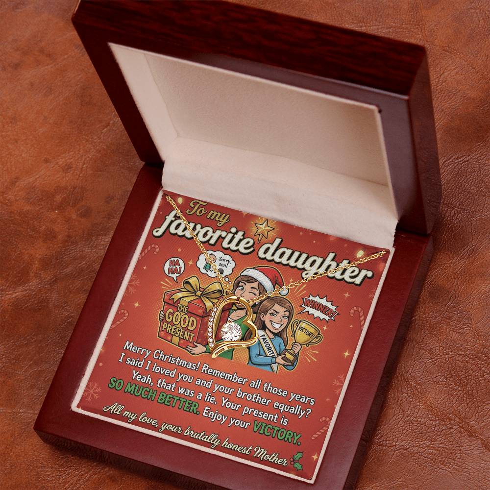 To My Daughter Necklace From Mother, Funny Christmas Gift, Favorite Daughter Holiday Present - Love Knot Necklace-LKN30773