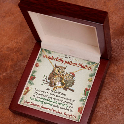 To My Mother Necklace From Daughter, Funny Christmas Gift for Mom, Humorous Holiday Gift, Love Knot Necklace-LKN68116
