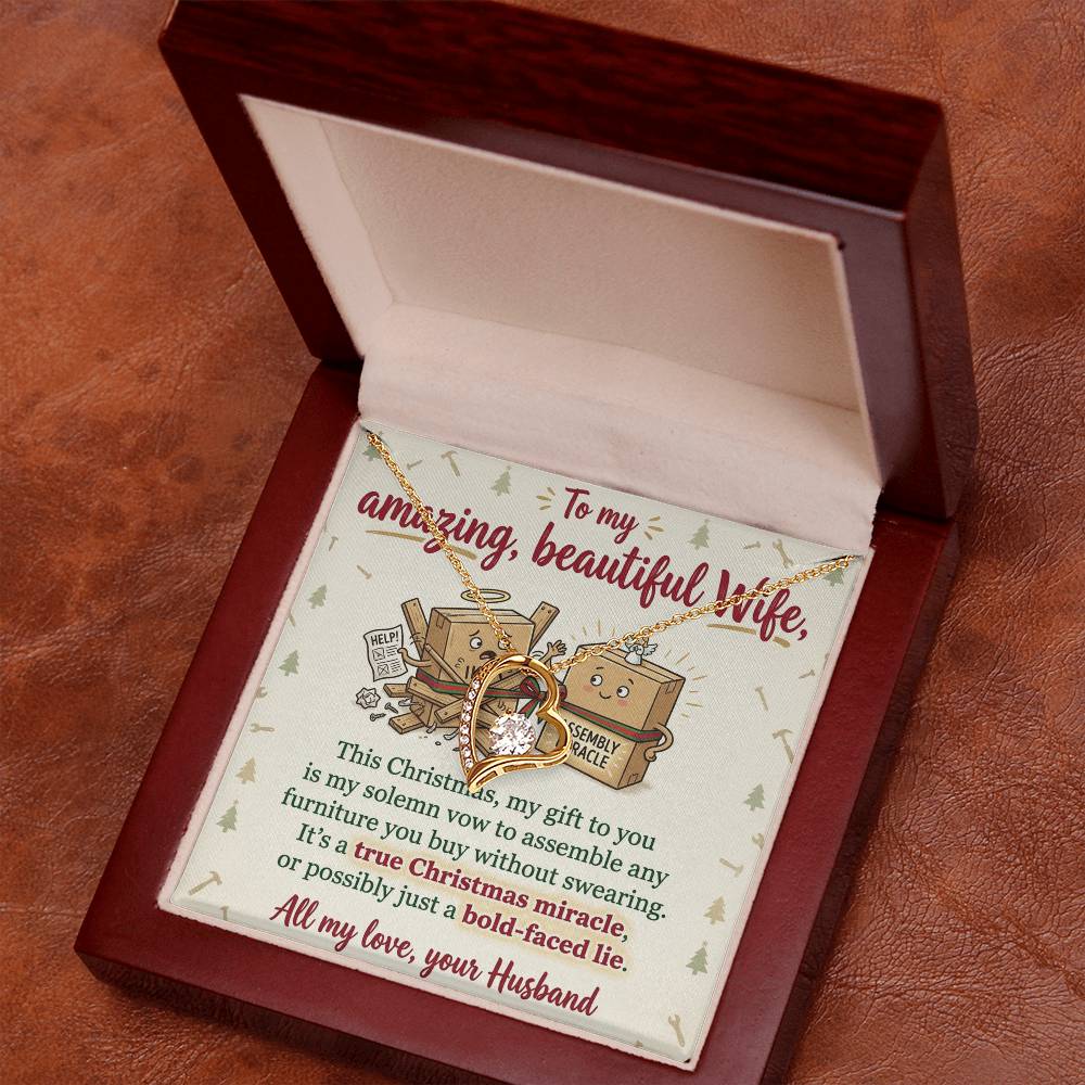 To My Wife Necklace From Husband, Funny Christmas Gift For Her, Christmas Miracle Present, Love Knot Necklace-LKN22909