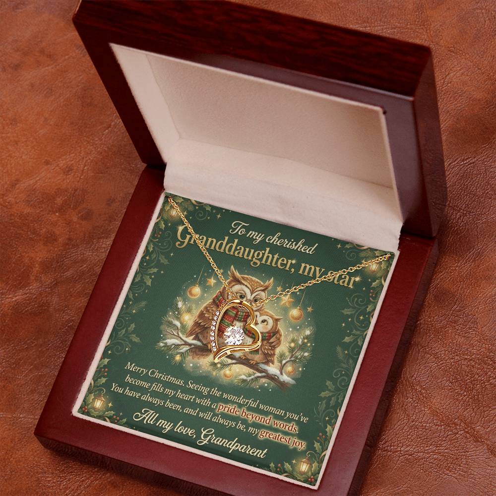 To My Granddaughter Necklace From Grandparent, Merry Christmas Gift, Sentimental Gift for My Star, Greatest Joy - Love Knot Necklace-LKN86139