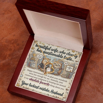 To My Wife Necklace From Husband, Funny Anniversary Gift For Her, Love Knot Necklace-LKN88044