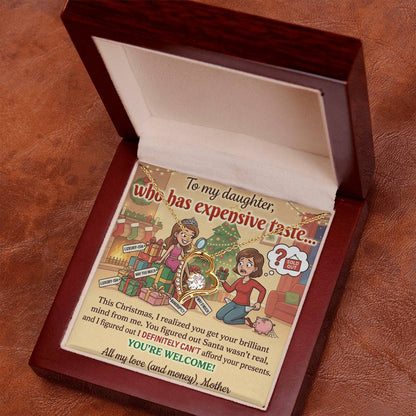 To My Daughter Necklace From Mother, Funny Christmas Gift, Sarcastic Holiday Present For Daughter From Mom, Birthday Gift - Love Knot Necklace-LKN94854