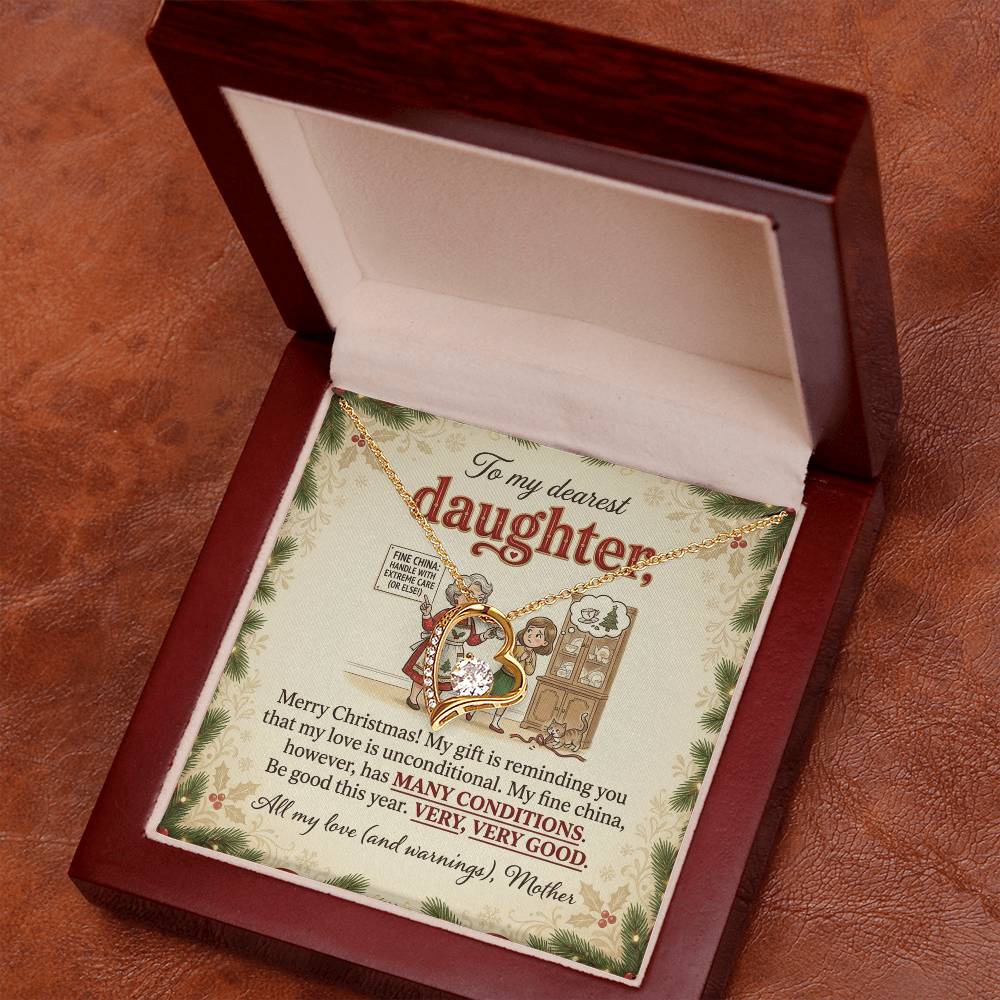 To My Daughter Necklace From Mother, Funny Christmas Gift for Daughter, Mother Daughter Holiday Gift - Love Knot Necklace-LKN91830