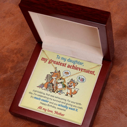 To My Daughter Necklace From Mother, Funny Birthday Gift For Daughter, Gift From Mom, Love Knot Necklace-LKN93599
