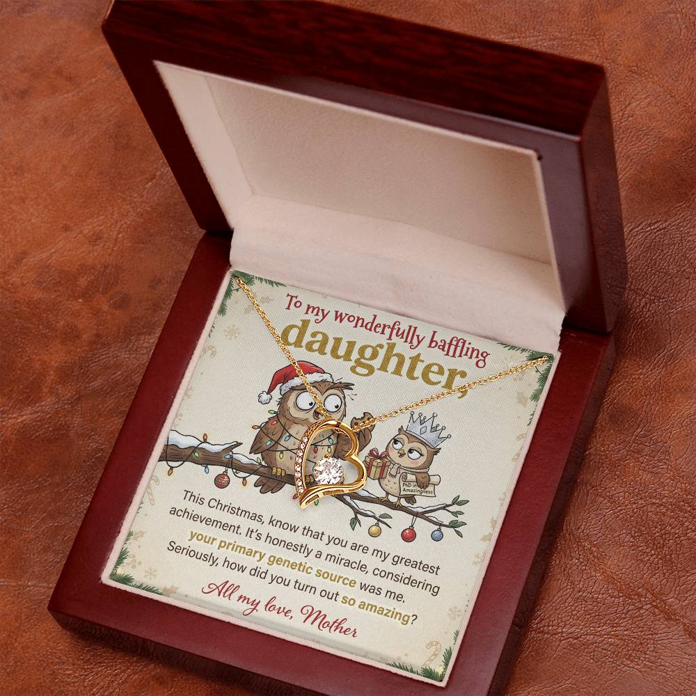 To My Daughter Necklace From Mother, Funny Christmas Gift for an Amazing Daughter, Love Knot Necklace-LKN86018