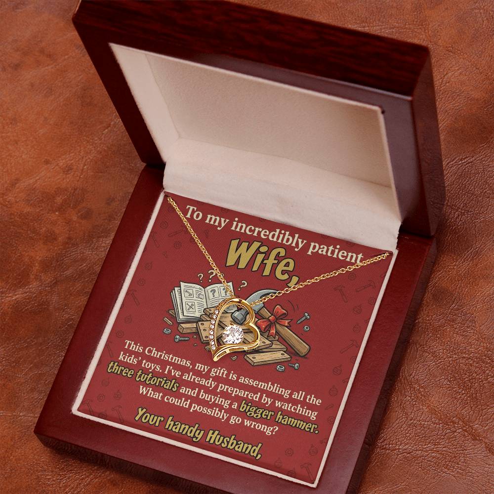 To My Wife Necklace From Husband, Funny Christmas Gift for Wife, Holiday Gift Idea for Her, Husband to Wife Gift - Love Knot Necklace-LKN23522