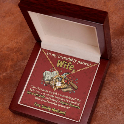 To My Wife Necklace From Husband, Funny Christmas Gift for Wife, Holiday Gift Idea for Her, Husband to Wife Gift - Love Knot Necklace-LKN23522