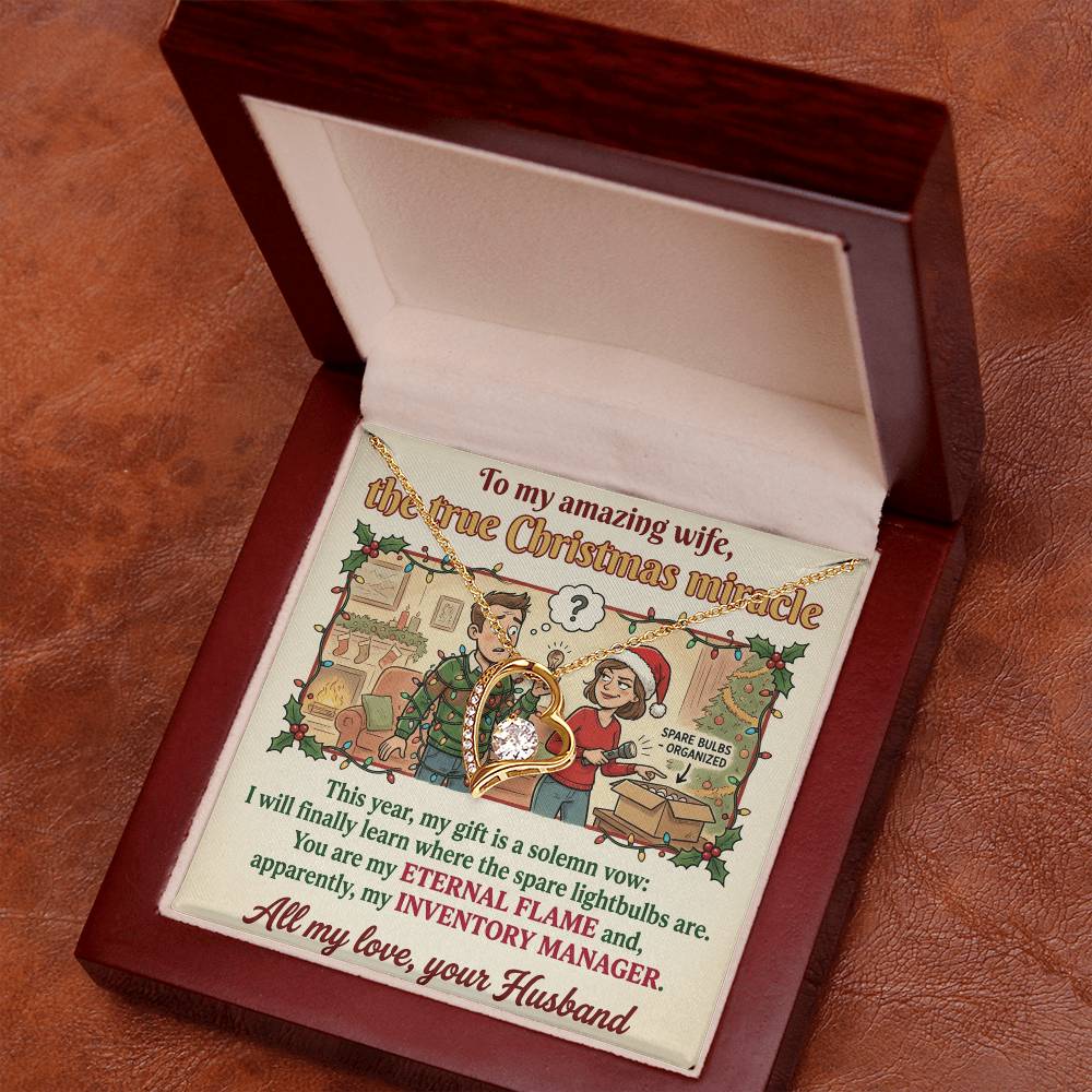 To My Wife Necklace From Husband, Funny Christmas Gift for Her, Holiday Present, Eternal Flame - Love Knot Necklace-LKN21365