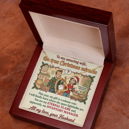 To My Wife Necklace From Husband, Funny Christmas Gift for Her, Holiday Present, Eternal Flame - Love Knot Necklace-LKN21365