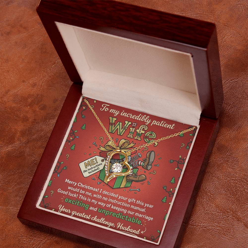 To My Wife Necklace From Husband, Funny Christmas Gift, To My Incredibly Patient Wife, Husband to Wife Present, Love Knot Necklace-LKN55259