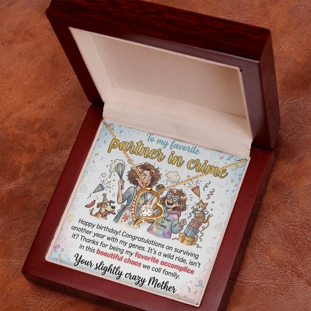 To My Daughter Necklace From Mom - Funny Birthday Gift, My Partner In Crime - Love Knot Necklace-LKN23675