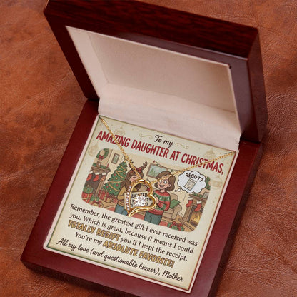 To My Daughter Necklace From Mother, Funny Christmas Gift, Favorite Daughter Gift Idea - Love Knot Necklace-LKN81928