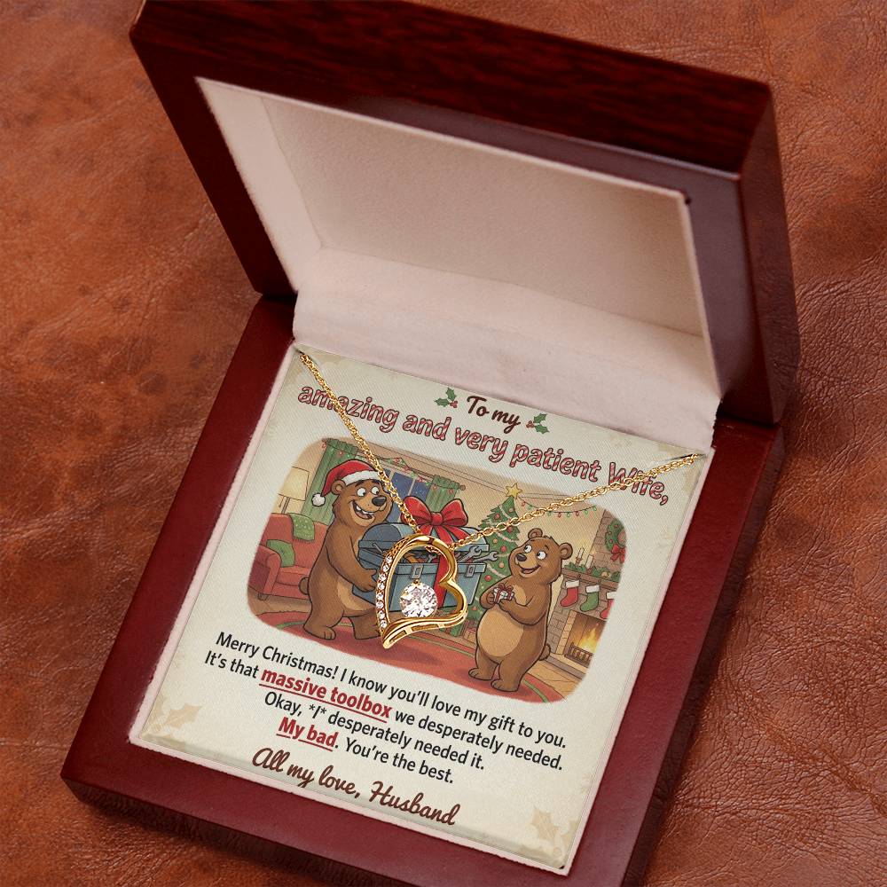 To My Wife Necklace From Husband - Funny Christmas Gift For Her, My Bad Toolbox Joke - Love Knot Necklace-LKN83749