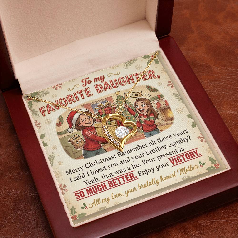 To My Daughter Necklace From Mother, Funny Christmas Gift For Favorite Daughter, Sibling Rivalry Gift - Love Knot Necklace-LKN41004