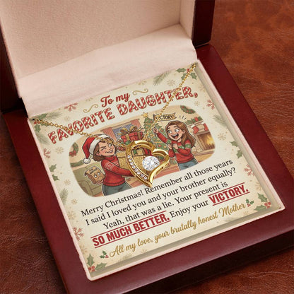 To My Daughter Necklace From Mother, Funny Christmas Gift For Favorite Daughter, Sibling Rivalry Gift - Love Knot Necklace-LKN41004