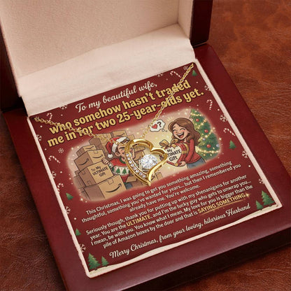 To My Wife Necklace From Husband, Funny Christmas Gift, Wife Birthday Gift, Romantic Anniversary Present - Love Knot Necklace-LKN54175