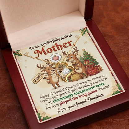 To My Mother Necklace From Daughter, Funny Christmas Gift, Mom Gift for Christmas, Merry Christmas Mom - Love Knot Necklace-LKN61313