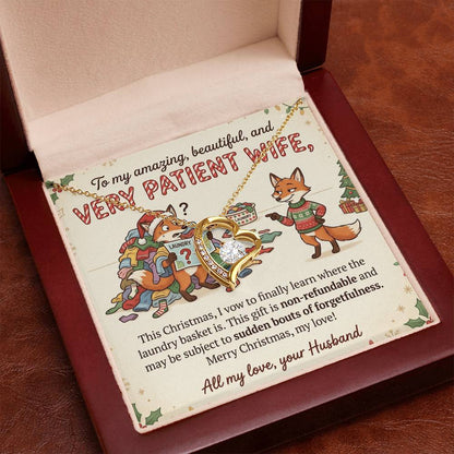 To My Wife Necklace From Husband, Funny Christmas Gift, Humorous Present for Patient Wife, Laundry Joke Gift, Love Knot Necklace-LKN17079