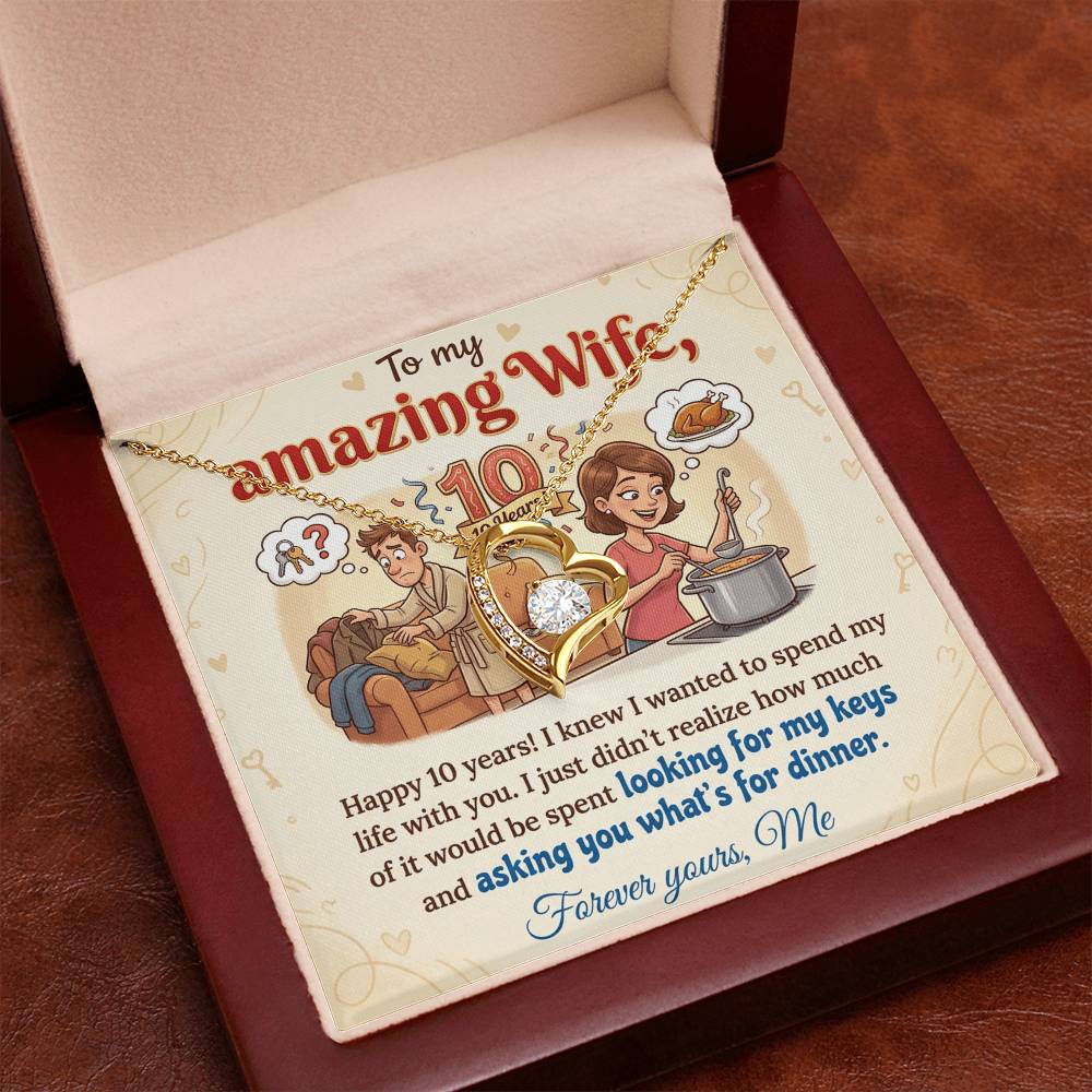 To My Wife Necklace From Me - Funny 10 Year Anniversary Gift for Her - Love Knot Necklace-LKN10687