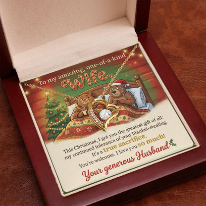 To My Wife Necklace From Husband, Funny Christmas Gift for Her, Holiday Present - Love Knot Necklace-LKN97291