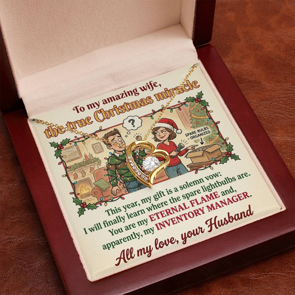 To My Wife Necklace From Husband, Funny Christmas Gift for Her, Holiday Present, Eternal Flame - Love Knot Necklace-LKN21365