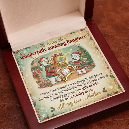 To My Daughter Necklace From Mother, Funny Christmas Gift, Mom to Daughter Holiday Present, Gift of Life Joke, Love Knot Necklace-LKN47120