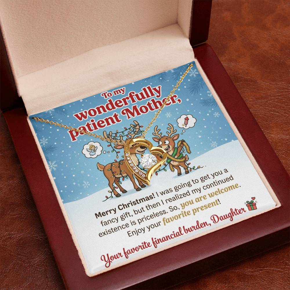 To My Mother Necklace From Daughter, Funny Christmas Gift For Mom, Holiday Present, Favorite Financial Burden - Love Knot Necklace-LKN97710