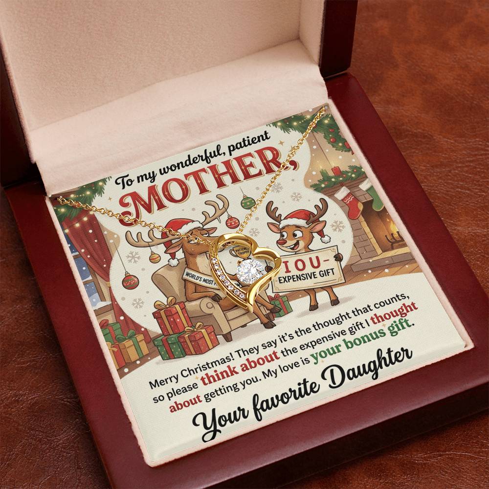 To My Mother Necklace From Daughter, Funny Christmas Gift For Mom, Birthday Present, Mother Daughter Gift, Love Knot Necklace-LKN13045