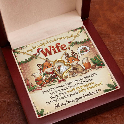 To My Wife Necklace From Husband, Funny Christmas Gift, Holiday Jewelry, Gift for Ever-Patient Wife - Love Knot Necklace-LKN16772