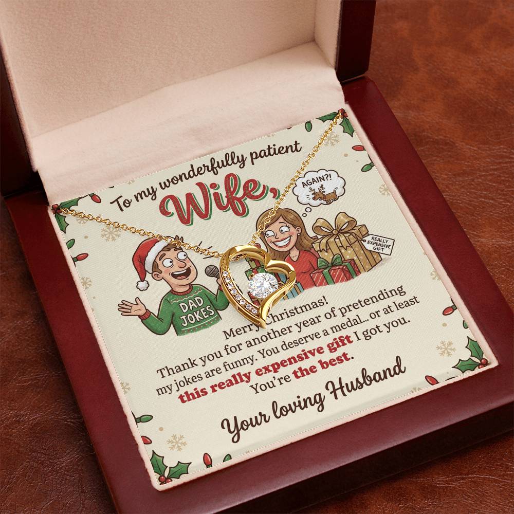 To My Wife Necklace From Husband, Funny Merry Christmas Gift, Sentimental Jewelry For Her, Love Knot Necklace-LKN19414