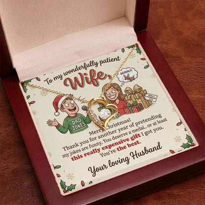 To My Wife Necklace From Husband, Funny Merry Christmas Gift, Sentimental Jewelry For Her, Love Knot Necklace-LKN19414