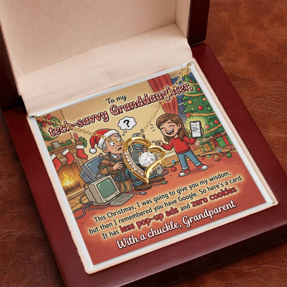 To My Granddaughter Necklace From Grandparent - Funny Christmas Gift, Humorous Tech-Savvy Granddaughter Xmas Present - Love Knot Necklace-LKN45469