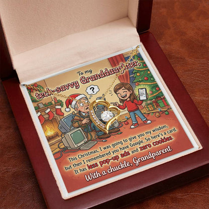 To My Granddaughter Necklace From Grandparent - Funny Christmas Gift, Humorous Tech-Savvy Granddaughter Xmas Present - Love Knot Necklace-LKN45469