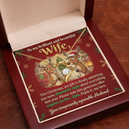 To My Wife Necklace From Husband, Funny Christmas Gift for Her, Humorous Holiday Present, Love Knot Necklace-LKN74415