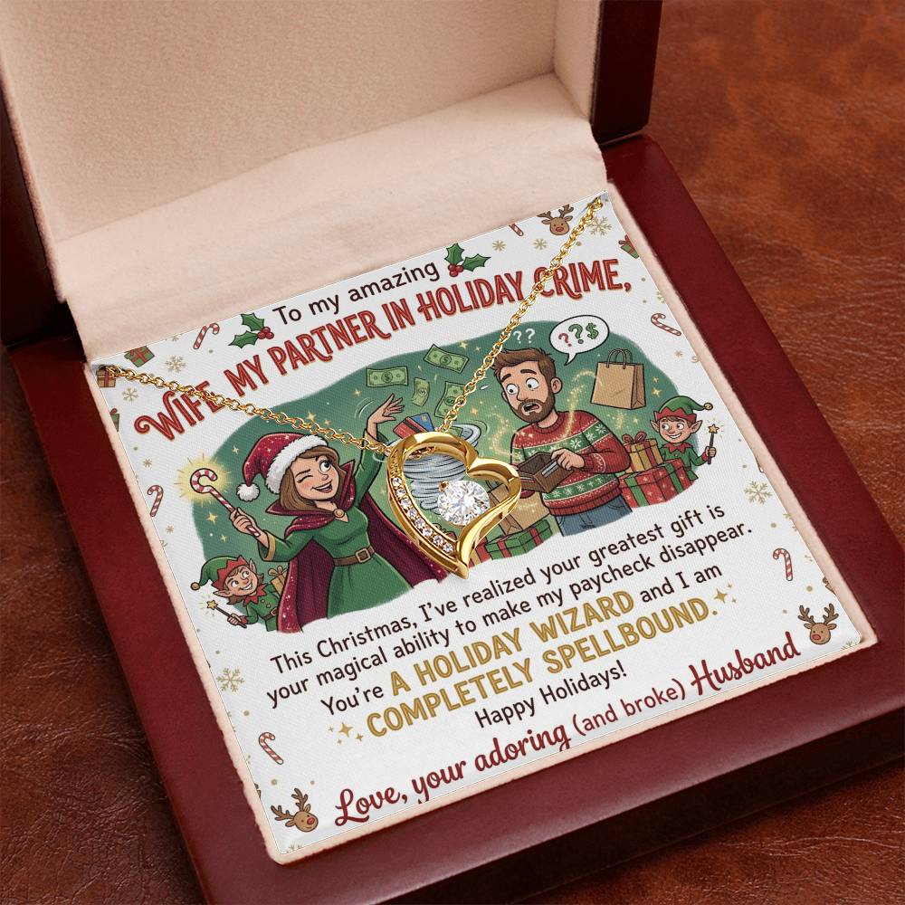 To My Wife Necklace From Husband, Funny Christmas Gift, Holiday Present for Her, My Partner in Crime - Love Knot Necklace-LKN24972