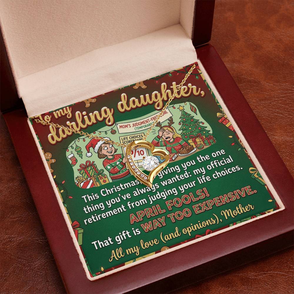 To My Daughter Necklace From Mother, Funny Christmas Gift, Sarcastic Xmas Present for Daughter, Humorous Jewelry, Love Knot Necklace-LKN19225