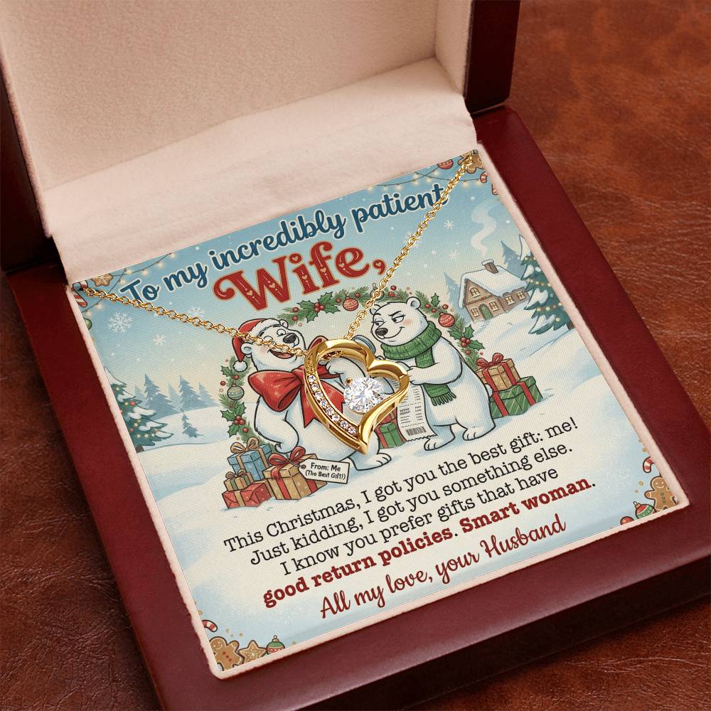 To My Wife Necklace From Husband, Funny Christmas Gift for Her, Incredibly Patient Wife, Holiday Jewelry - Love Knot Necklace-LKN77786