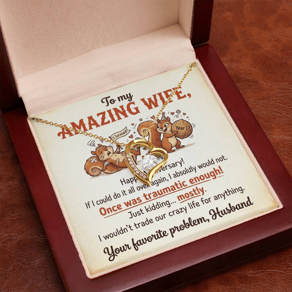 To My Wife Necklace From Husband, Funny Anniversary Gift For Her, Humorous Marriage Present, Love Knot Necklace-LKN60338