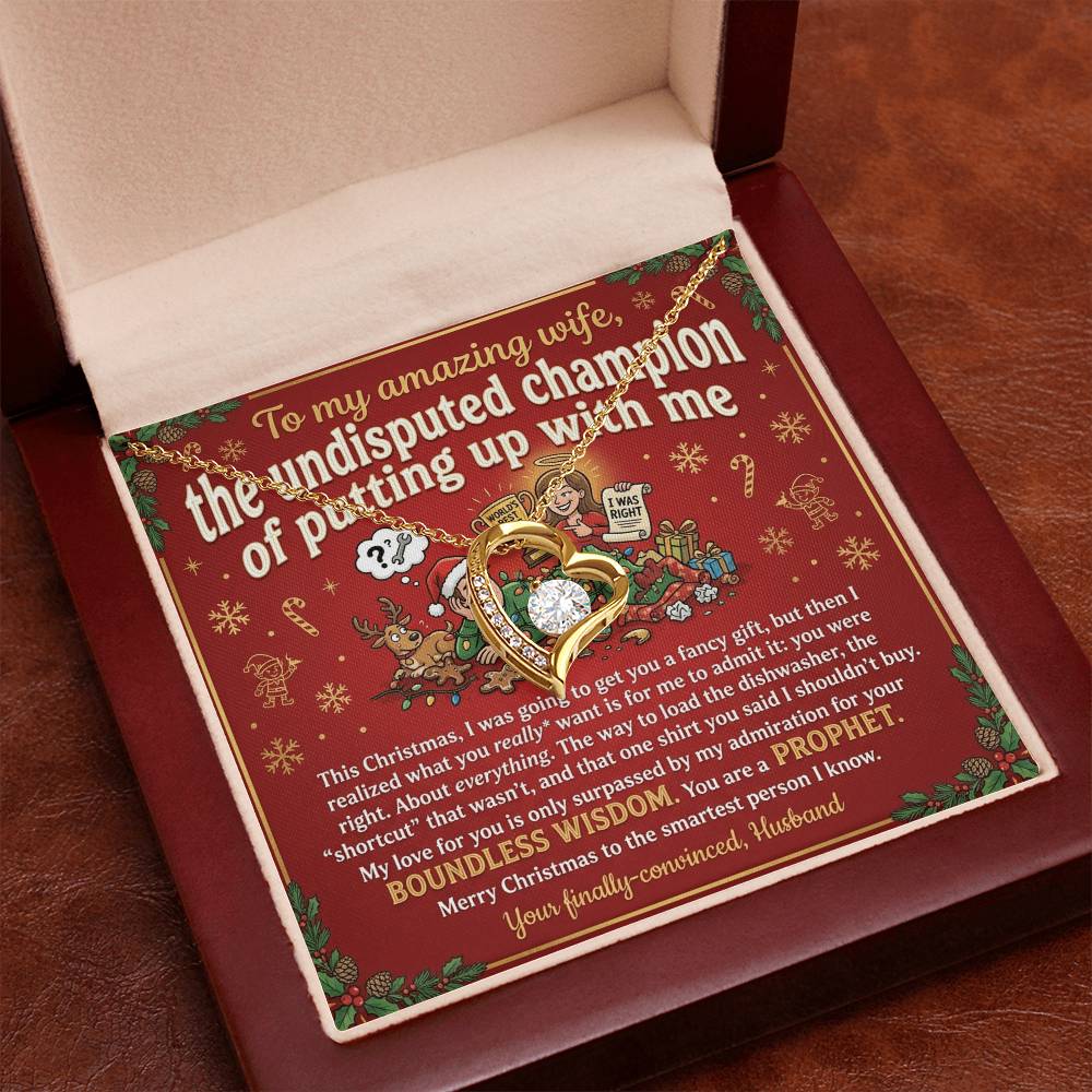 To My Wife Necklace From Husband, Funny Christmas Gift, Romantic Anniversary Present, Boundless Wisdom, Love Knot Necklace-LKN14931