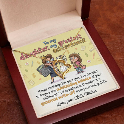 To My Daughter Necklace From Mother, Funny Happy Birthday Gift, CEO Mom Gift For Her - Love Knot Necklace-LKN28995