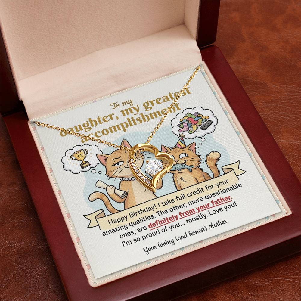 To My Daughter Necklace From Mother, Happy Birthday Gift, Gift For Daughter From Mom, Mother Daughter Present, Love Knot Necklace-LKN54153