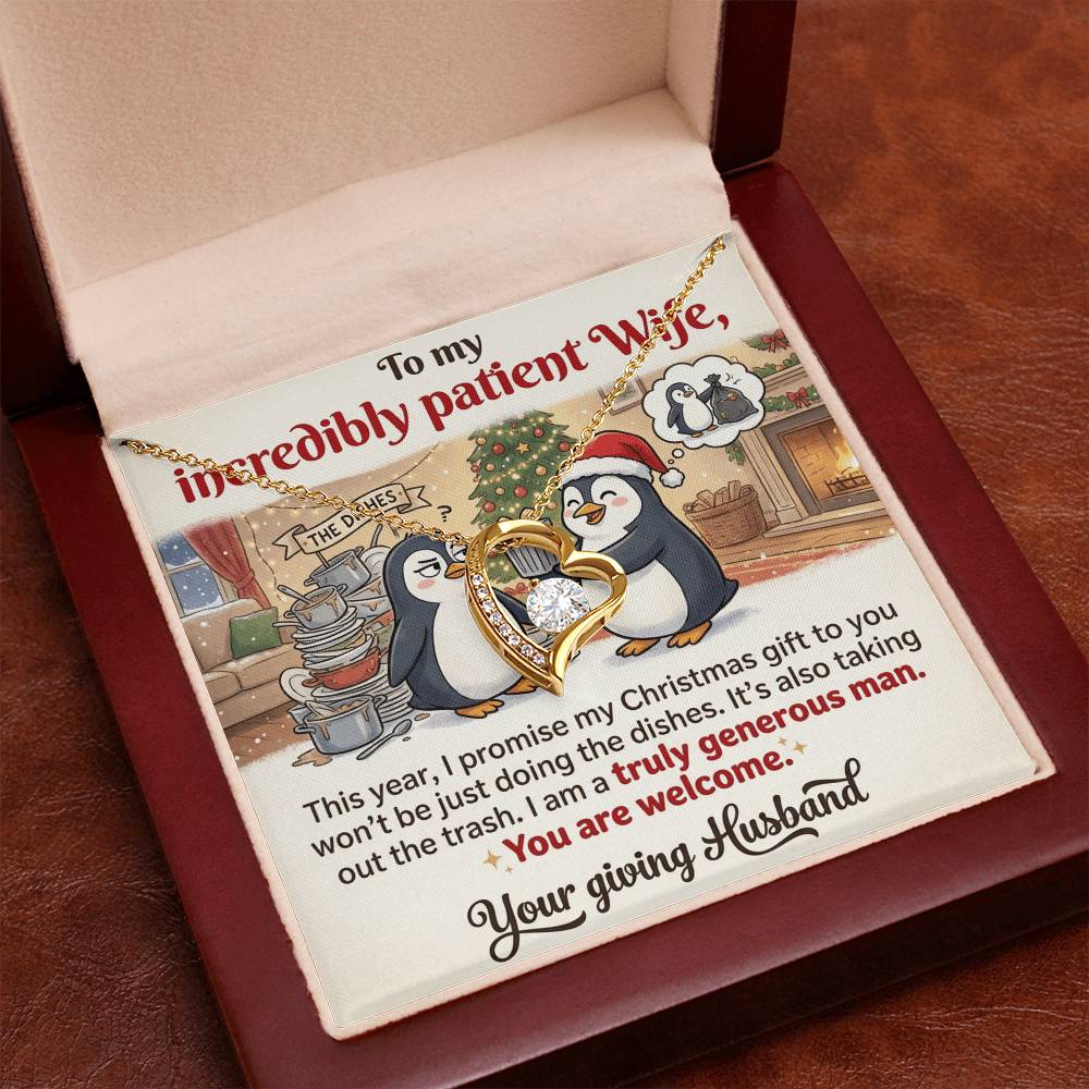 To My Wife Necklace From Husband, Funny Christmas Gift for Incredibly Patient Wife, Love Knot Necklace-LKN13588